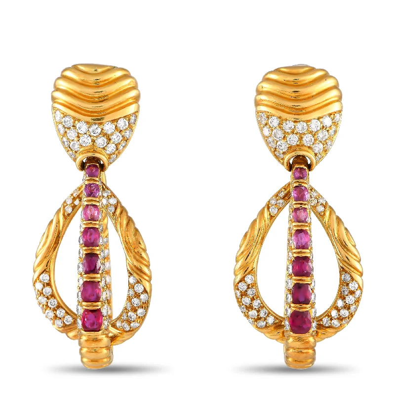 Get The Jewelry You Love At A Price You Love LB Exclusive 18K Yellow Gold 5.75ct Diamond and 3.50ct Ruby Earrings MF03-071724 Get The Jewelry You Love At A Price You Love LB Exclusive 18K Yellow Gold 5.75ct Diamond and 3.50ct Ruby Earrings MF03-071724