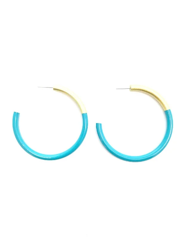 Personalized Engraved Jewelry For Meaningful Gifts Liz Hoop Peacock Earrings In Pool Blue Personalized Engraved Jewelry For Meaningful Gifts Liz Hoop Peacock Earrings In Pool Blue