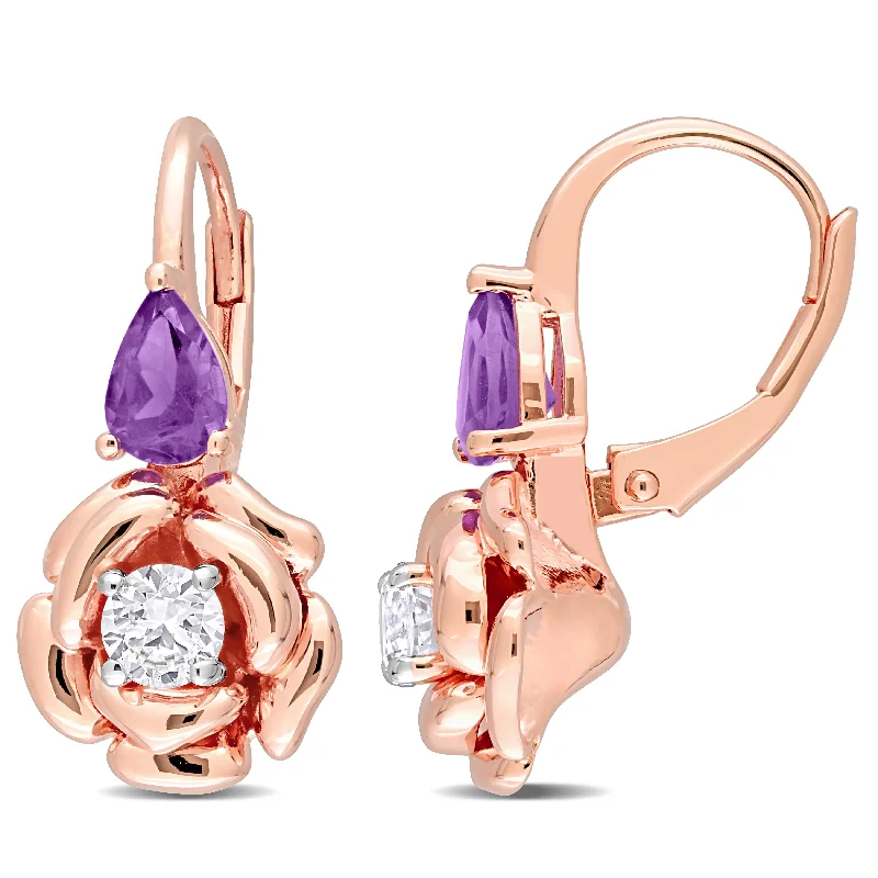 Trending Jewelry Now Available At Exclusive Prices Mimi & Max 1 1/3 CT TGW Pear-Shape African Amethyst and White Topaz Rose Leverback Earrings Trending Jewelry Now Available At Exclusive Prices Mimi & Max 1 1/3 CT TGW Pear-Shape African Amethyst and White Topaz Rose Leverback Earrings