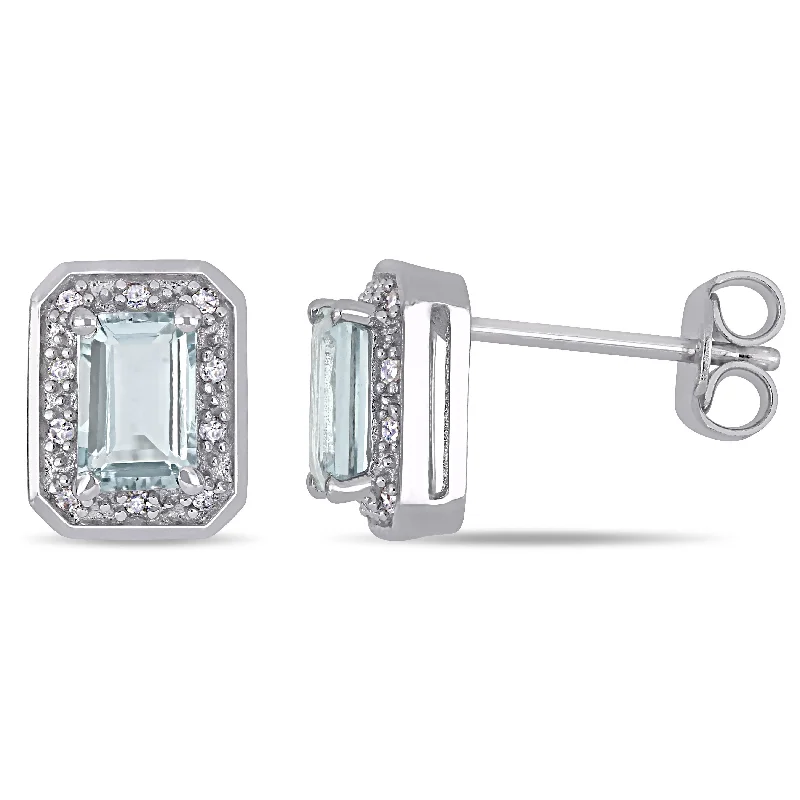 Flash Sale On Exquisite Jewelry – Don't Miss Out Mimi & Max 1/10ct TW Diamond and Emerald Cut Aquamarine Halo Earrings in Sterling Silver Flash Sale On Exquisite Jewelry – Don't Miss Out Mimi & Max 1/10ct TW Diamond and Emerald Cut Aquamarine Halo Earrings in Sterling Silver