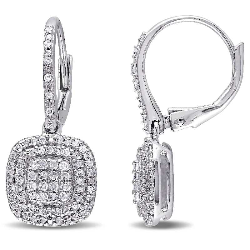 Clearance Sale On High-End Jewelry Collections Mimi & Max 1/2ct TDW Diamond Layered Halo Leverback Earrings in Sterling Silver Clearance Sale On High-End Jewelry Collections Mimi & Max 1/2ct TDW Diamond Layered Halo Leverback Earrings in Sterling Silver