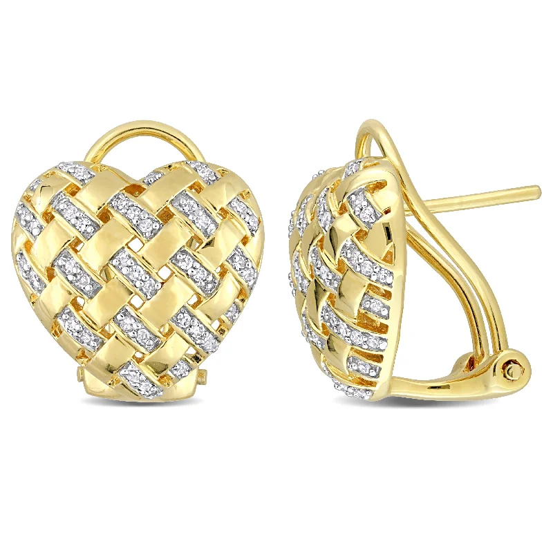 The Biggest Jewelry Sale Of The Year Is Here Mimi & Max 1/4ct TDW Diamond Lattice Heart Omega Back Earrings in Yellow Plated Sterling Silver The Biggest Jewelry Sale Of The Year Is Here Mimi & Max 1/4ct TDW Diamond Lattice Heart Omega Back Earrings in Yellow Plated Sterling Silver