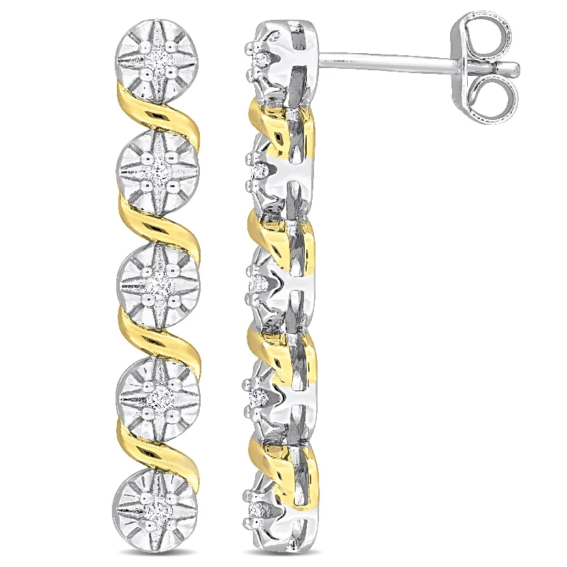 Timeless Beauty, Unbeatable Deals – Jewelry Sale On Mimi & Max 1/6ct TDW Diamond Twist Drop Earrings in Yellow Plated Sterling Silver Timeless Beauty, Unbeatable Deals – Jewelry Sale On Mimi & Max 1/6ct TDW Diamond Twist Drop Earrings in Yellow Plated Sterling Silver