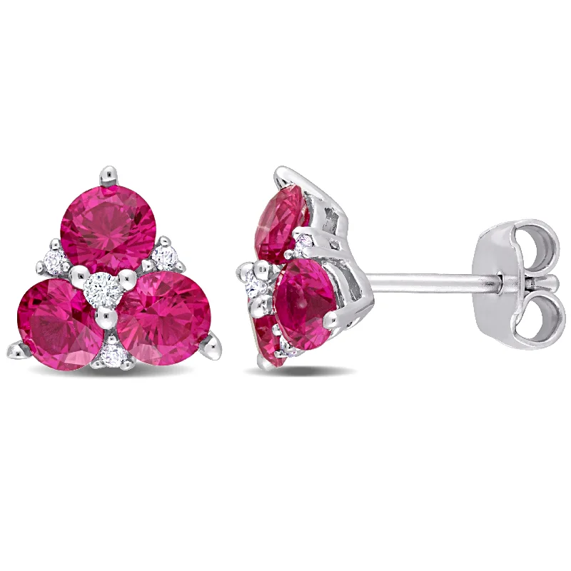 Grab Your Dream Jewelry At The Lowest Prices Mimi & Max 1 7/8 CT TGW Created Ruby and Created White Sapphire 3-Stone Earrings in Sterling Silver Grab Your Dream Jewelry At The Lowest Prices Mimi & Max 1 7/8 CT TGW Created Ruby and Created White Sapphire 3-Stone Earrings in Sterling Silver