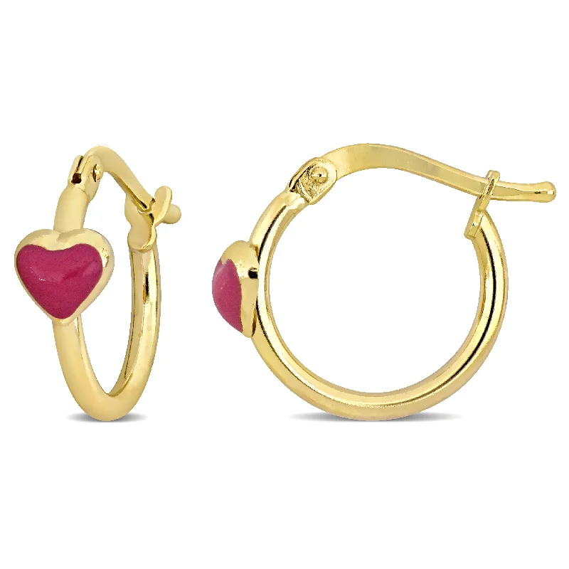 Everyday Jewelry Essentials Now On Sale Mimi & Max 15mm Pink Enamel Heart Hoop Earrings in 14k Yellow Gold Everyday Jewelry Essentials Now On Sale Mimi & Max 15mm Pink Enamel Heart Hoop Earrings in 14k Yellow Gold