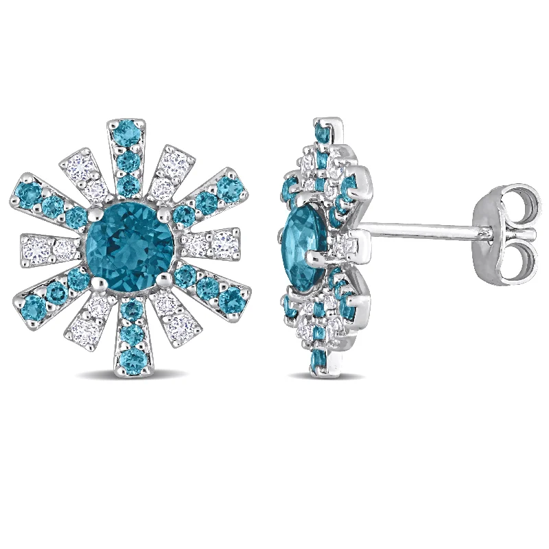 Luxury Jewelry Now At Special Promotional Rates Mimi & Max 2 1/10ct TGW London Blue Topaz and White Topaz Starburst Earrings in Sterling Silver Luxury Jewelry Now At Special Promotional Rates Mimi & Max 2 1/10ct TGW London Blue Topaz and White Topaz Starburst Earrings in Sterling Silver