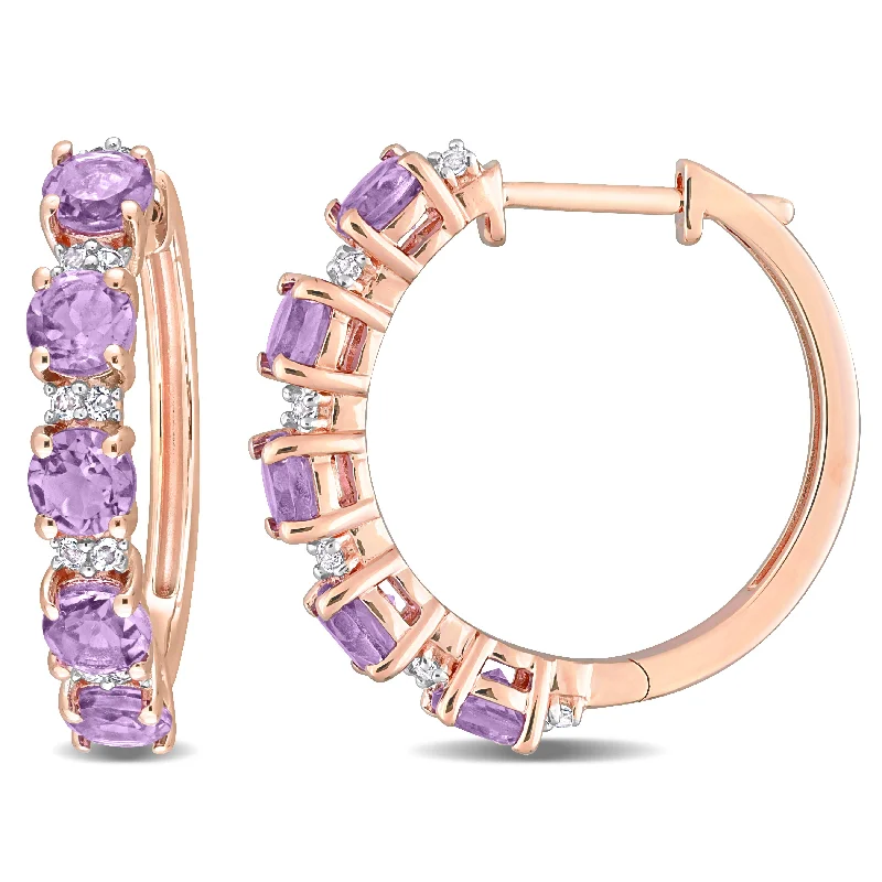Holiday Jewelry Sale – Perfect Gifts At The Best Prices Mimi & Max 2 1/2 CT TGW Amethyst and White Topaz Hoop Earrings in Rose Plated Sterling Silver Holiday Jewelry Sale – Perfect Gifts At The Best Prices Mimi & Max 2 1/2 CT TGW Amethyst and White Topaz Hoop Earrings in Rose Plated Sterling Silver