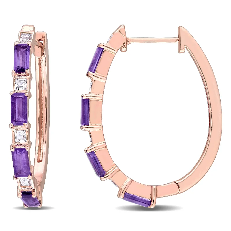 Exclusive Jewelry Bundles At Discounted Rates Mimi & Max 2 1/6 CT TGW African-Amethyst White Topaz Hoop Earrings in Rose Plated Sterling Silver Exclusive Jewelry Bundles At Discounted Rates Mimi & Max 2 1/6 CT TGW African-Amethyst White Topaz Hoop Earrings in Rose Plated Sterling Silver
