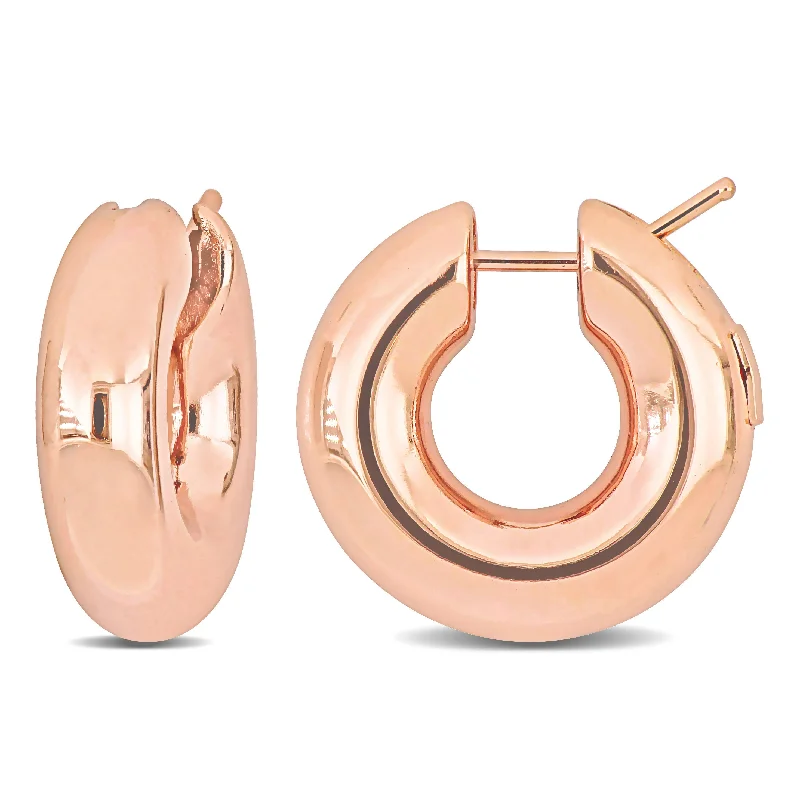 Flash Sale On Exquisite Jewelry – Don't Miss Out Mimi & Max 21mm Polished Hollow Hoop Earrings in 14k Rose Gold