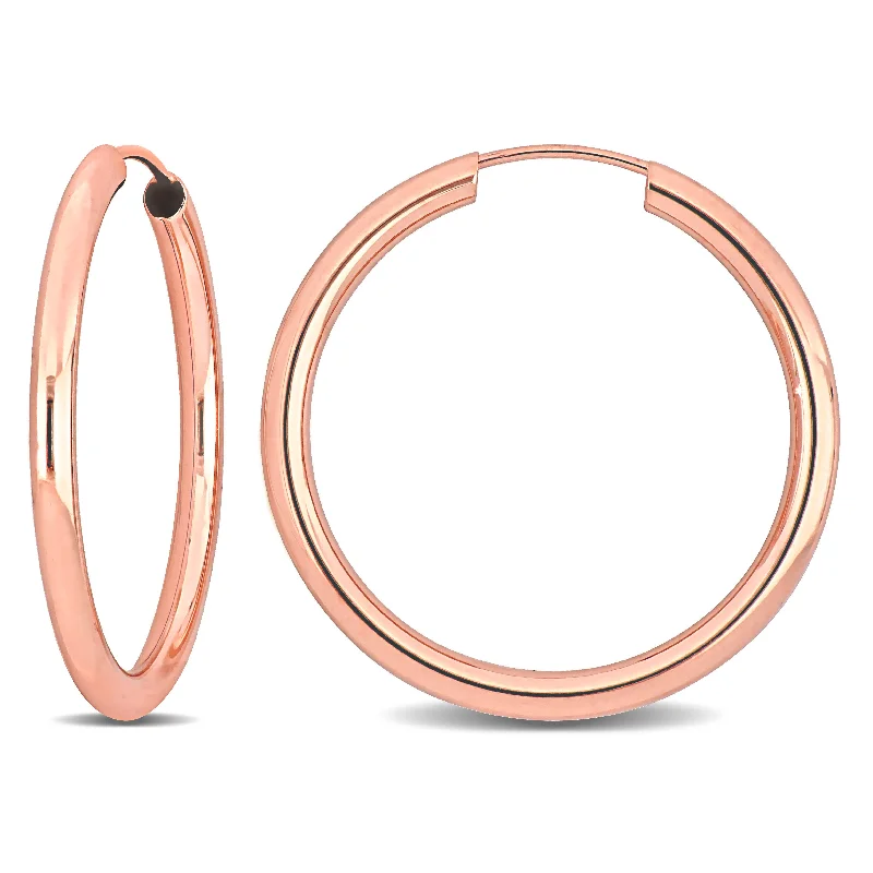 Get The Jewelry You Love At A Price You Love Mimi & Max 25mm Hoop Earrings in 14k Rose Gold