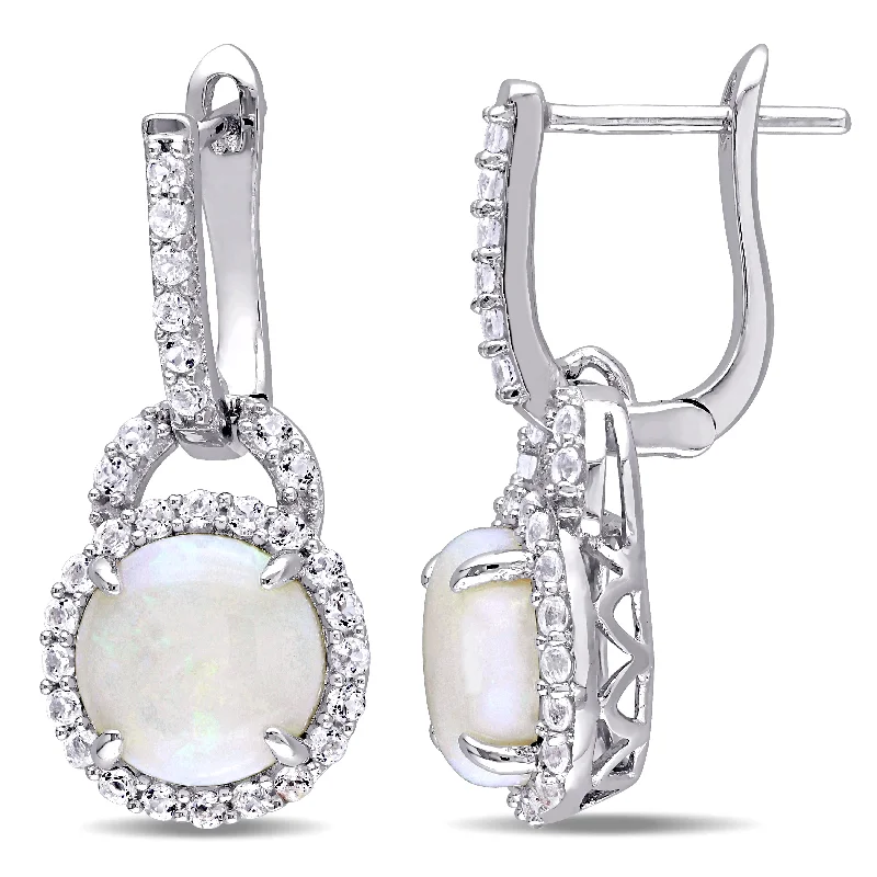 Jewelry Clearance Event – Stock Up Before It's Over Mimi & Max 3 1/10ct TGW Opal and White Topaz Hinged Hoop Earrings in Sterling Silver Jewelry Clearance Event – Stock Up Before It's Over Mimi & Max 3 1/10ct TGW Opal and White Topaz Hinged Hoop Earrings in Sterling Silver