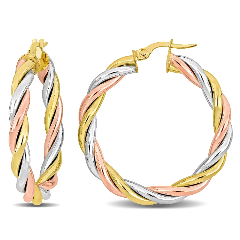 Affordable Luxury Jewelry – Style At A Great Price Mimi & Max 33mm Twist Hoop Earrings in 14k Yellow, Rose, and White Sterling Silver Affordable Luxury Jewelry – Style At A Great Price Mimi & Max 33mm Twist Hoop Earrings in 14k Yellow, Rose, and White Sterling Silver