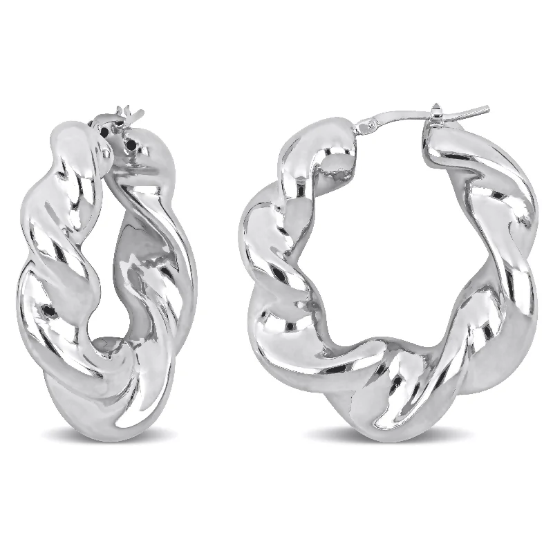 Shop Dazzling Jewelry With Special Promotional Discounts Mimi & Max 39.5 mm Twisted Hoop Earrings in Sterling Silver Shop Dazzling Jewelry With Special Promotional Discounts Mimi & Max 39.5 mm Twisted Hoop Earrings in Sterling Silver