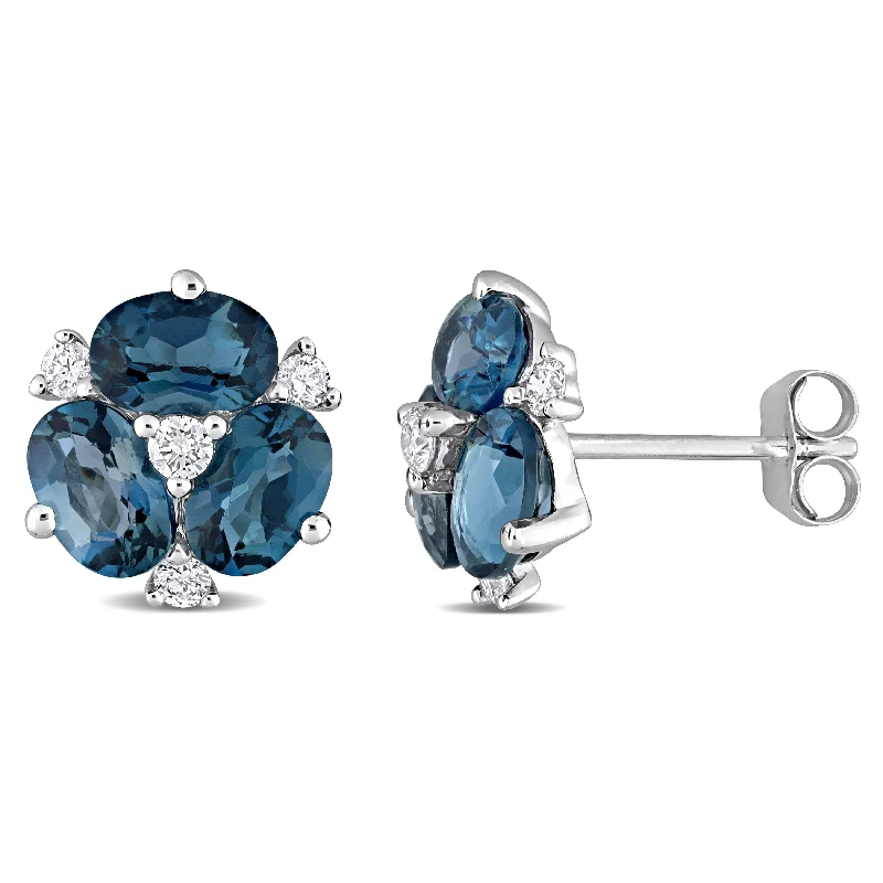 Get The Best Deals On Timeless Jewelry Pieces Mimi & Max 3ct TGW London Blue Topaz and 1/4ct TDW Diamond Floral Earrings in 14k White Gold Get The Best Deals On Timeless Jewelry Pieces Mimi & Max 3ct TGW London Blue Topaz and 1/4ct TDW Diamond Floral Earrings in 14k White Gold