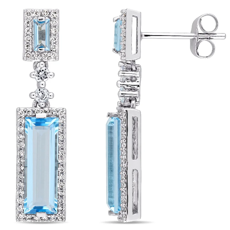 Buy More, Save More On Stunning Jewelry Pieces Mimi & Max 4 1/5ct TGW Baguette Cut Swiss and Sky Blue Topaz and 1/3ct TDW Diamond Earrings in 14k White Gold Buy More, Save More On Stunning Jewelry Pieces Mimi & Max 4 1/5ct TGW Baguette Cut Swiss and Sky Blue Topaz and 1/3ct TDW Diamond Earrings in 14k White Gold