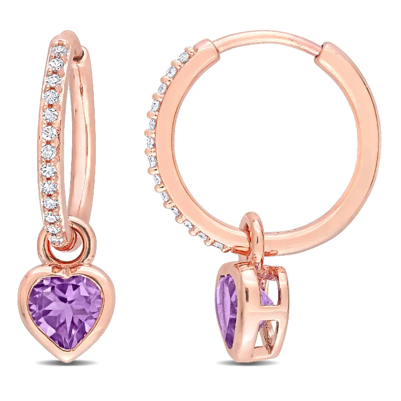 Seasonal Jewelry Sale – Upgrade Your Style Today Mimi & Max 4/5 CT TGW Amethyst and 1/8 CT TDW Diamond Heart Huggie Earrings in 10k Rose Gold Seasonal Jewelry Sale – Upgrade Your Style Today Mimi & Max 4/5 CT TGW Amethyst and 1/8 CT TDW Diamond Heart Huggie Earrings in 10k Rose Gold