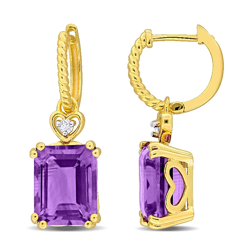 High-End Jewelry, Now More Affordable Than Ever Mimi & Max 6 1/2ct TGW Octagon-Cut Amethyst and White Topaz Heart Earrings in Yellow Silver High-End Jewelry, Now More Affordable Than Ever Mimi & Max 6 1/2ct TGW Octagon-Cut Amethyst and White Topaz Heart Earrings in Yellow Silver