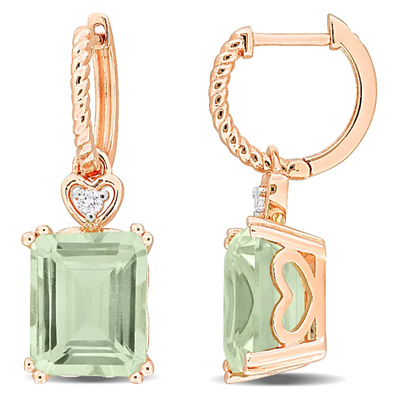 Elegant Jewelry, Affordable Luxury – Shop Now Mimi & Max 6 3/8ct TGW Octagon-Cut Green Quartz White Topaz Heart Earrings in Rose Plated Sterling Silver