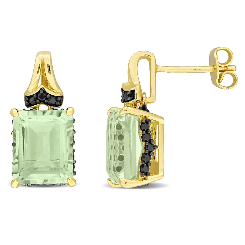 Get Ready To Sparkle – Special Jewelry Discounts Mimi & Max 6 4/5ct TGW Octagon-Cut Green Quartz and Black Sapphire Earrings in Yellow Silver