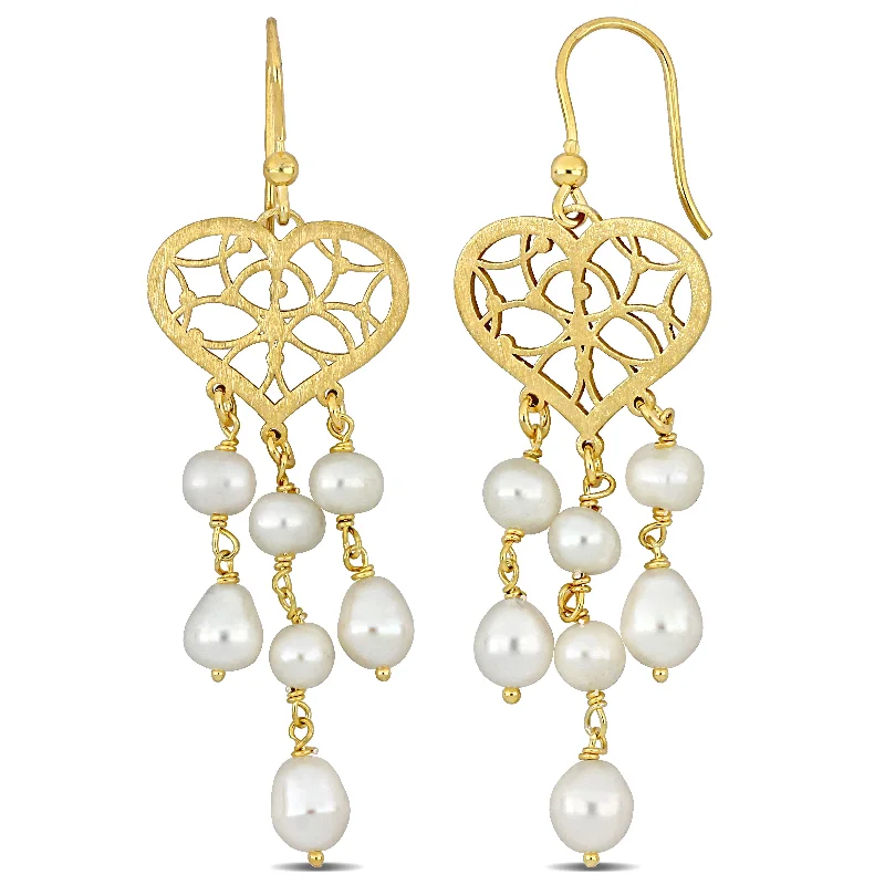Adjustable Charm Bracelets For A Perfect Fit Mimi & Max 6-6.5mm Cultured Freshwater Pearl Chandelier Style Heart Drop Earrings in Yellow Plated Sterling Silver Adjustable Charm Bracelets For A Perfect Fit Mimi & Max 6-6.5mm Cultured Freshwater Pearl Chandelier Style Heart Drop Earrings in Yellow Plated Sterling Silver