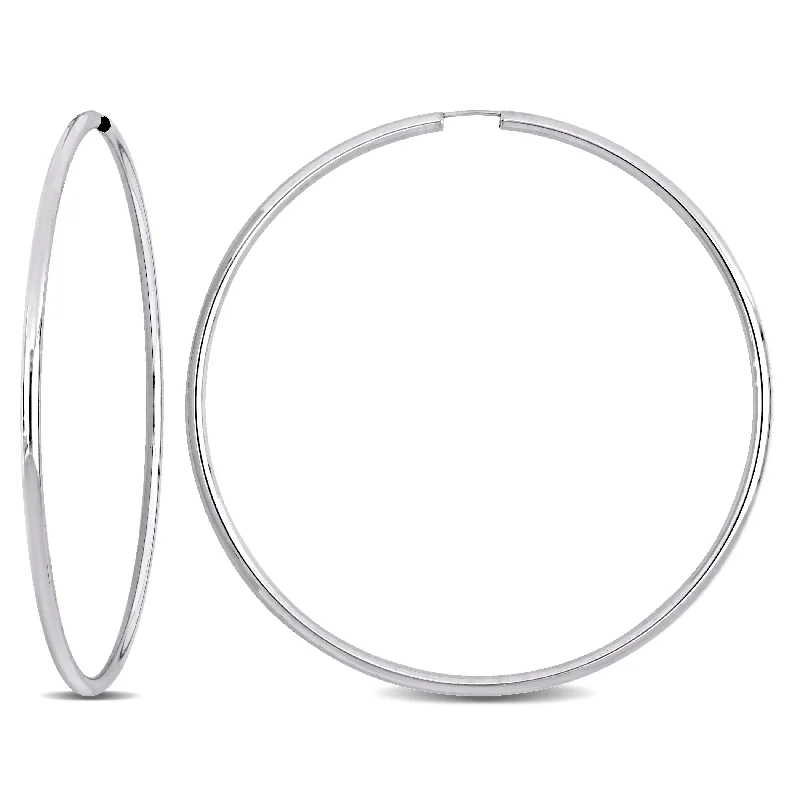 Handcrafted Beauty At Affordable Prices Mimi & Max 70mm Hoop Earrings in 14k White Gold Handcrafted Beauty At Affordable Prices Mimi & Max 70mm Hoop Earrings in 14k White Gold