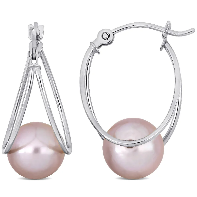 Celebrate Every Occasion With Sparkling Savings Mimi & Max 8-8.5mm Pink Cultured Freshwater Pearl Drop Earrings in 10k White Gold Celebrate Every Occasion With Sparkling Savings Mimi & Max 8-8.5mm Pink Cultured Freshwater Pearl Drop Earrings in 10k White Gold