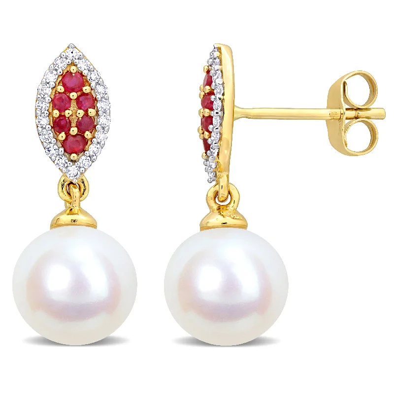 Elevate Your Jewelry Collection With Limited-Time Savings Mimi & Max 8mm Cultured Freshwater Pearl 1/7ct TDW Diamond 1/6ct TGW Ruby Marquise Earrings 14k Yellow Gold Elevate Your Jewelry Collection With Limited-Time Savings Mimi & Max 8mm Cultured Freshwater Pearl 1/7ct TDW Diamond 1/6ct TGW Ruby Marquise Earrings 14k Yellow Gold