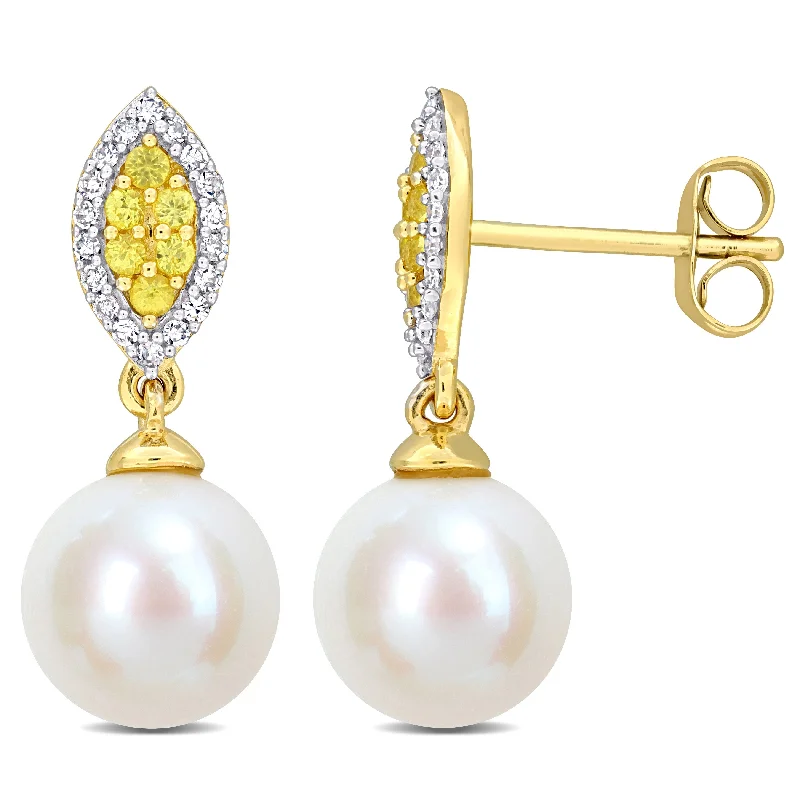 Affordable Gold-Plated Jewelry For Modern Fashion Mimi & Max 8mm Cultured Freshwater Pearl 1/7ct TDW Diamond & Yellow Sapphire Marquise Earrings 14k Yellow Gold Affordable Gold-Plated Jewelry For Modern Fashion Mimi & Max 8mm Cultured Freshwater Pearl 1/7ct TDW Diamond & Yellow Sapphire Marquise Earrings 14k Yellow Gold