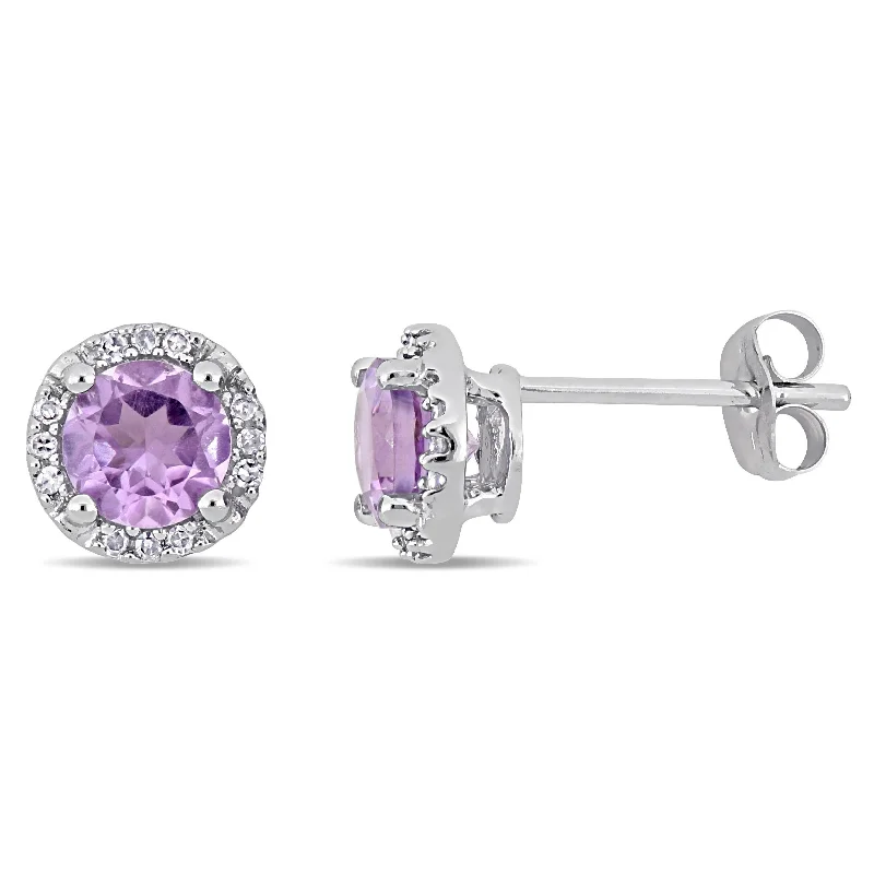 Buy More, Save More On Stunning Jewelry Designs Mimi & Max Amethyst Halo Earrings with Diamonds in 10k White Gold Buy More, Save More On Stunning Jewelry Designs Mimi & Max Amethyst Halo Earrings with Diamonds in 10k White Gold
