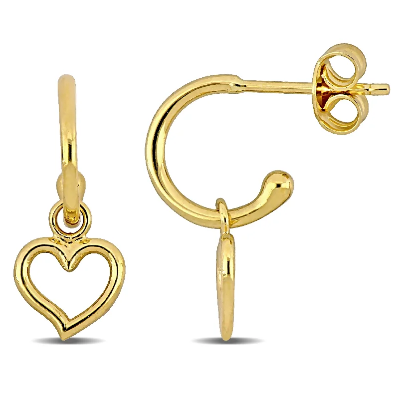 Stunning Statement Jewelry, Unbeatable Discounts Mimi & Max Heart Drop Hoop Earrings in 14k Yellow Gold