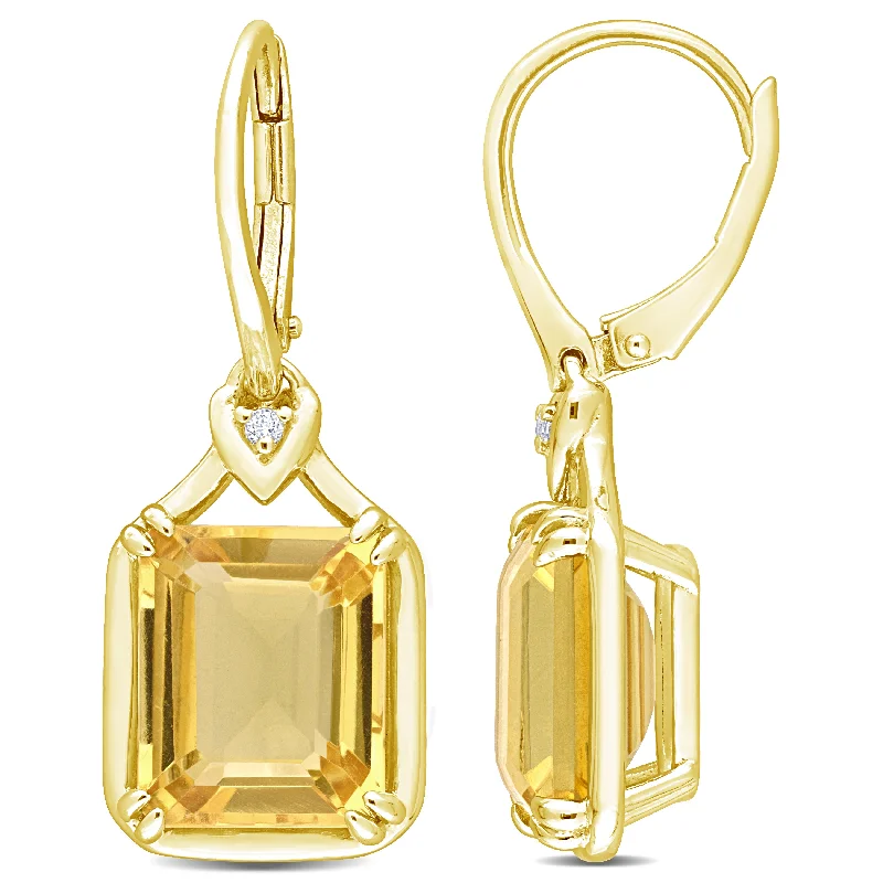Fashion-Forward Geometric Jewelry For Contemporary Style Mimi & Max Womens 13 1/6ct TGW Octagon Cut Citrine and White Topaz Leverback Drop Earrings in Yellow Plated Sterling Silver Fashion-Forward Geometric Jewelry For Contemporary Style Mimi & Max Womens 13 1/6ct TGW Octagon Cut Citrine and White Topaz Leverback Drop Earrings in Yellow Plated Sterling Silver