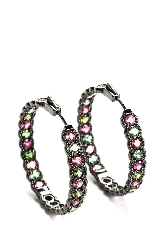 Exclusive Jewelry Offers – Shine For Less Rarities 925 Sterling Silver Tourmaline Gemstone Hoop Earrings Multicolor 19.8G Exclusive Jewelry Offers – Shine For Less Rarities 925 Sterling Silver Tourmaline Gemstone Hoop Earrings Multicolor 19.8G