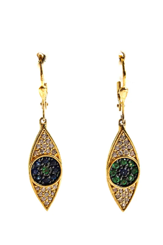 The Perfect Jewelry Piece At The Perfect Price Rarities Gold Plated Sterling Silver Eye Shape Dangle Earrings Multicolor 7.5g