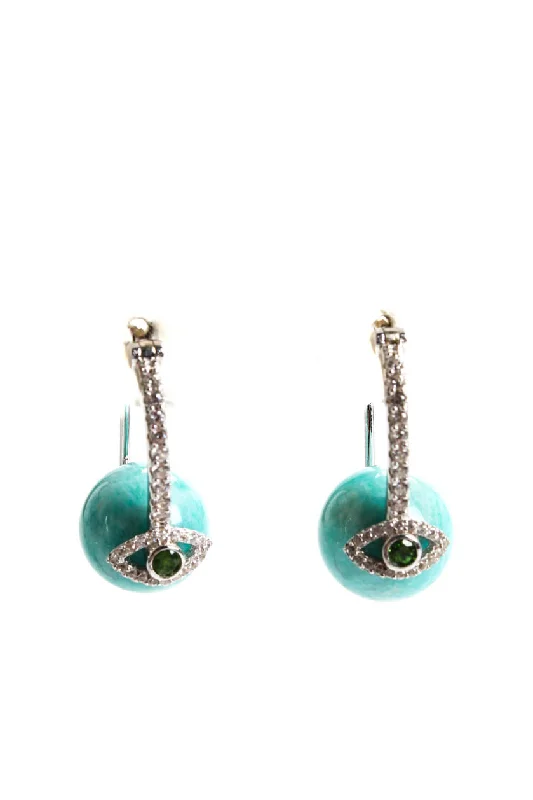 Handcrafted Beauty At Affordable Prices Rarities Womens Sterling Silver Amazonite Spinel Tsavotire Dangle Earrings 1" Handcrafted Beauty At Affordable Prices Rarities Womens Sterling Silver Amazonite Spinel Tsavotire Dangle Earrings 1"