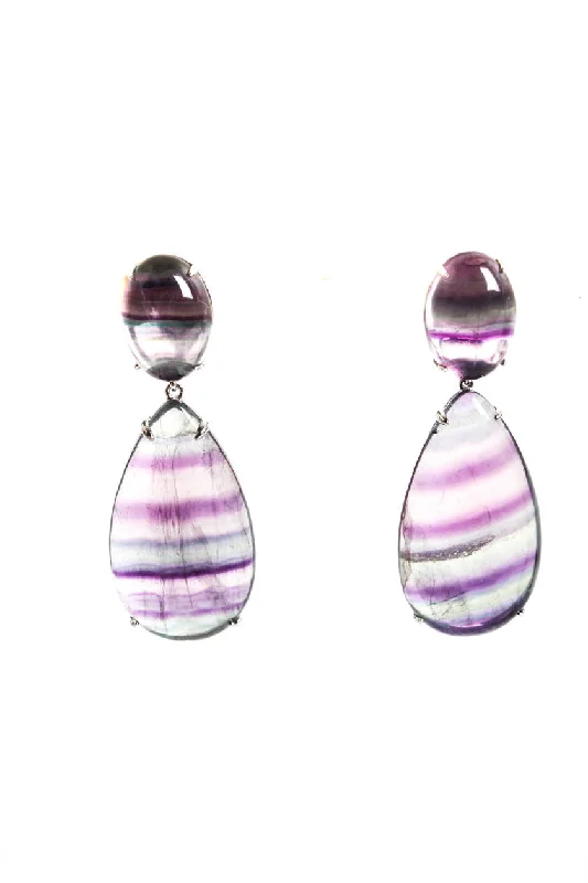 Exclusive Gemstone Jewelry At Special Prices Rarities Womens Sterling Silver Cabochon Fluorite Teardrop Earrings 2.25" 33g Exclusive Gemstone Jewelry At Special Prices Rarities Womens Sterling Silver Cabochon Fluorite Teardrop Earrings 2.25" 33g