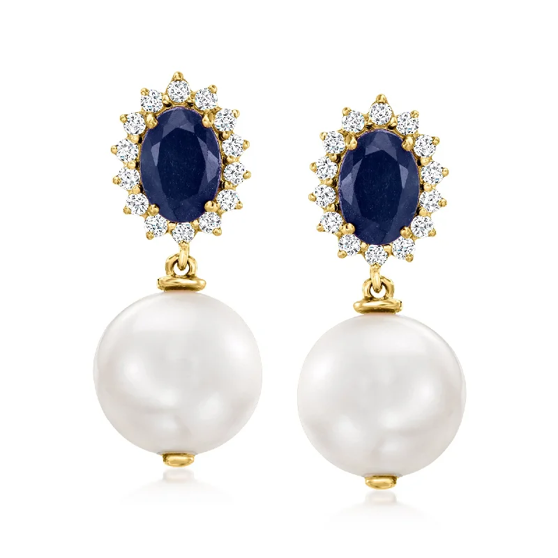 Premium Diamond Jewelry At Once-In-A-Lifetime Discounts Ross-Simons 10-11mm Cultured Pearl and Sapphire Drop Earrings With . Diamonds in 14kt Yellow Gold