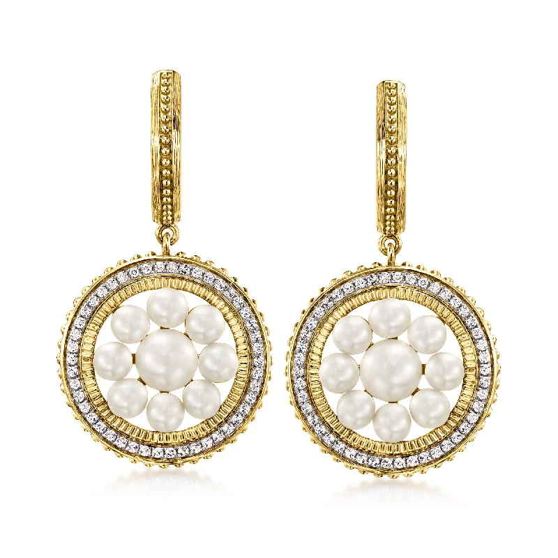 Grab Stylish Jewelry Before The Sale Ends Ross-Simons 3.5-6mm Cultured Pearl and . White Topaz Drop Earrings in 18kt Gold Over Sterling Grab Stylish Jewelry Before The Sale Ends Ross-Simons 3.5-6mm Cultured Pearl and . White Topaz Drop Earrings in 18kt Gold Over Sterling