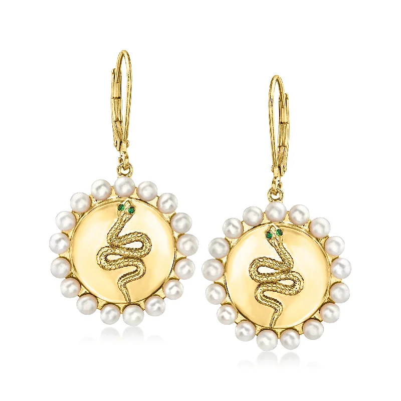 Holiday Jewelry Sale – Perfect Gifts At The Best Prices Ross-Simons 3mm Cultured Pearl Snake Drop Earrings With Tsavorite Accents in 18kt Gold Over Sterling Holiday Jewelry Sale – Perfect Gifts At The Best Prices Ross-Simons 3mm Cultured Pearl Snake Drop Earrings With Tsavorite Accents in 18kt Gold Over Sterling
