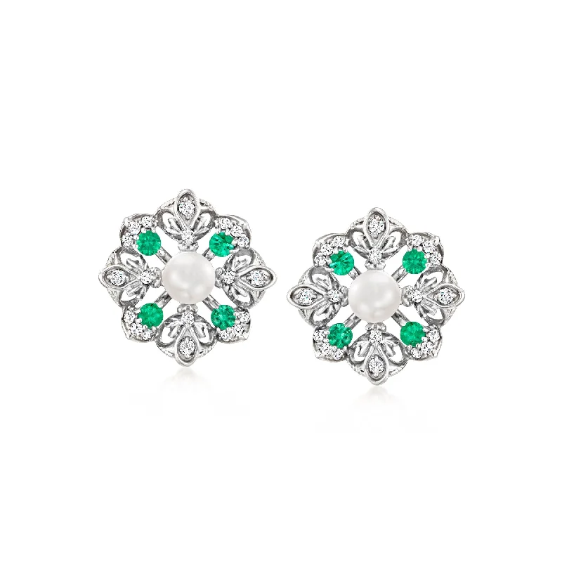 Luxury Meets Affordability – Jewelry Sale Live Now Ross-Simons 4-4.5mm Cultured Pearl and . Emerald Earrings With . Diamonds in Sterling Silver Luxury Meets Affordability – Jewelry Sale Live Now Ross-Simons 4-4.5mm Cultured Pearl and . Emerald Earrings With . Diamonds in Sterling Silver