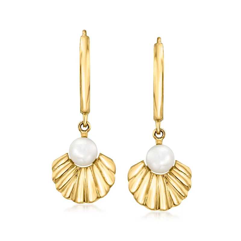 Buy More, Save More On Stunning Jewelry Designs Ross-Simons 4-4.5mm Cultured Pearl Seashell Hoop Drop Earrings in 14kt Yellow Gold Buy More, Save More On Stunning Jewelry Designs Ross-Simons 4-4.5mm Cultured Pearl Seashell Hoop Drop Earrings in 14kt Yellow Gold