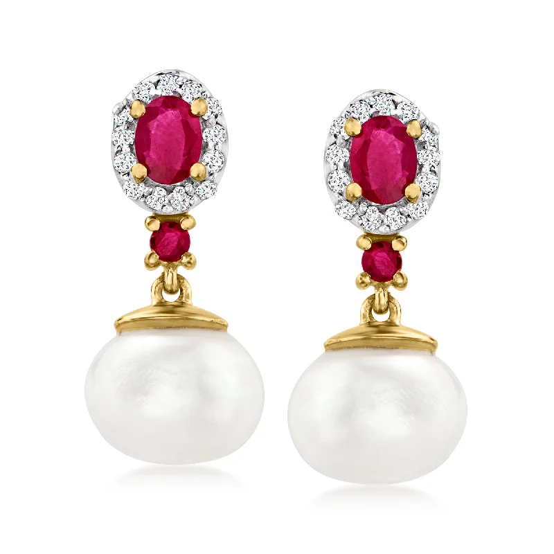 Shine Without Limits – Jewelry Sale Happening Now Ross-Simons 7.5-8mm Cultured Pearl Drop Earrings With . Rubies and . White Topaz in 18kt Gold Over Sterling Shine Without Limits – Jewelry Sale Happening Now Ross-Simons 7.5-8mm Cultured Pearl Drop Earrings With . Rubies and . White Topaz in 18kt Gold Over Sterling