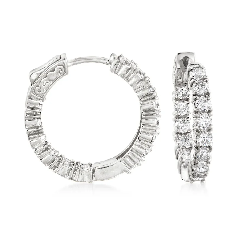 Elevate Your Jewelry Collection With Limited-Time Savings Ross-Simons CZ Inside-Outside Hoop Earrings in Sterling Silver Elevate Your Jewelry Collection With Limited-Time Savings Ross-Simons CZ Inside-Outside Hoop Earrings in Sterling Silver