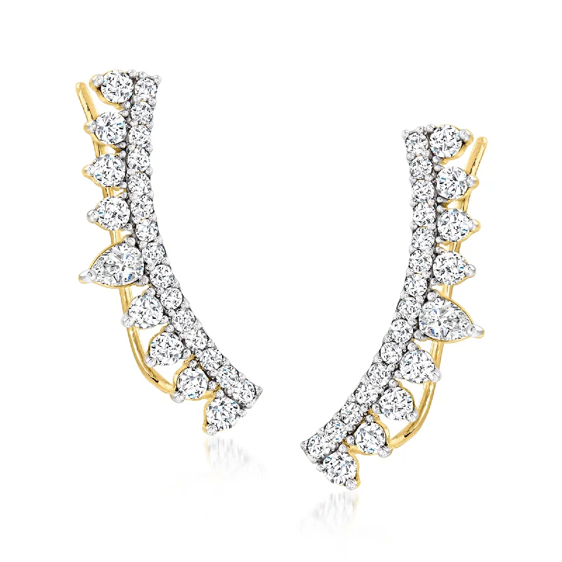 Personalized Jewelry Sale – Unique Pieces At Great Prices Ross-Simons Diamond Ear Climbers in 14kt Yellow Gold