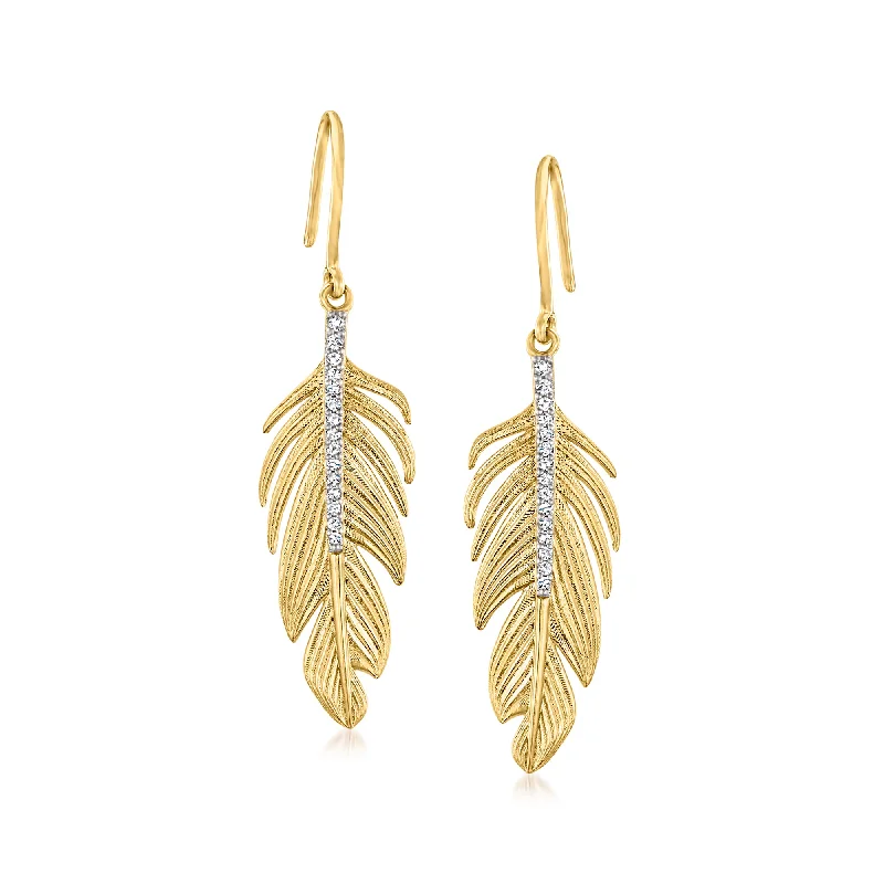 Shop Modern Jewelry Collections With Exclusive Discounts Ross-Simons Diamond Feather Drop Earrings in 18kt Gold Over Sterling Shop Modern Jewelry Collections With Exclusive Discounts Ross-Simons Diamond Feather Drop Earrings in 18kt Gold Over Sterling