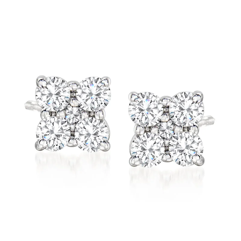Limited-Time Offer On Premium Jewelry Collections Ross-Simons Diamond Flower Earrings in 14kt White Gold Limited-Time Offer On Premium Jewelry Collections Ross-Simons Diamond Flower Earrings in 14kt White Gold