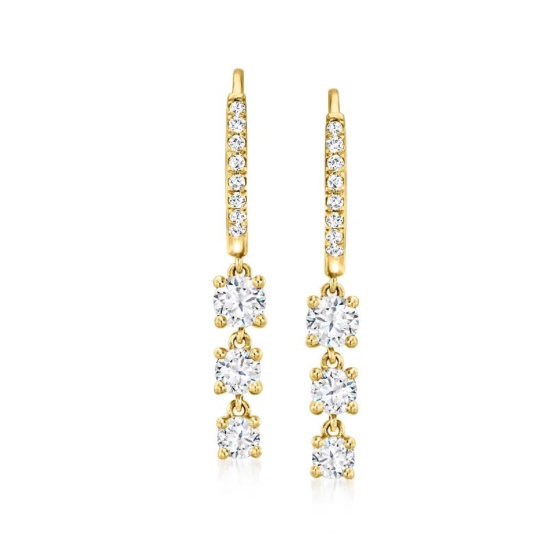 Final Call For Exquisite Jewelry At Reduced Rates Ross-Simons Diamond Hoop Drop Earrings in 14kt Yellow Gold Final Call For Exquisite Jewelry At Reduced Rates Ross-Simons Diamond Hoop Drop Earrings in 14kt Yellow Gold