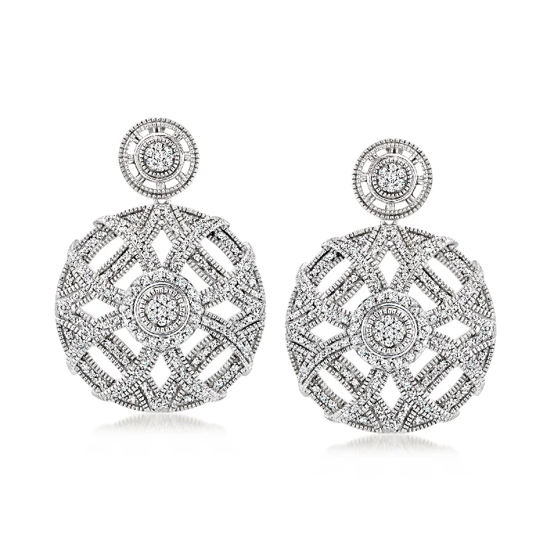 Huge Savings On Premium Jewelry Styles Ross-Simons Diamond Openwork Circle Drop Earrings in Sterling Silver Huge Savings On Premium Jewelry Styles Ross-Simons Diamond Openwork Circle Drop Earrings in Sterling Silver