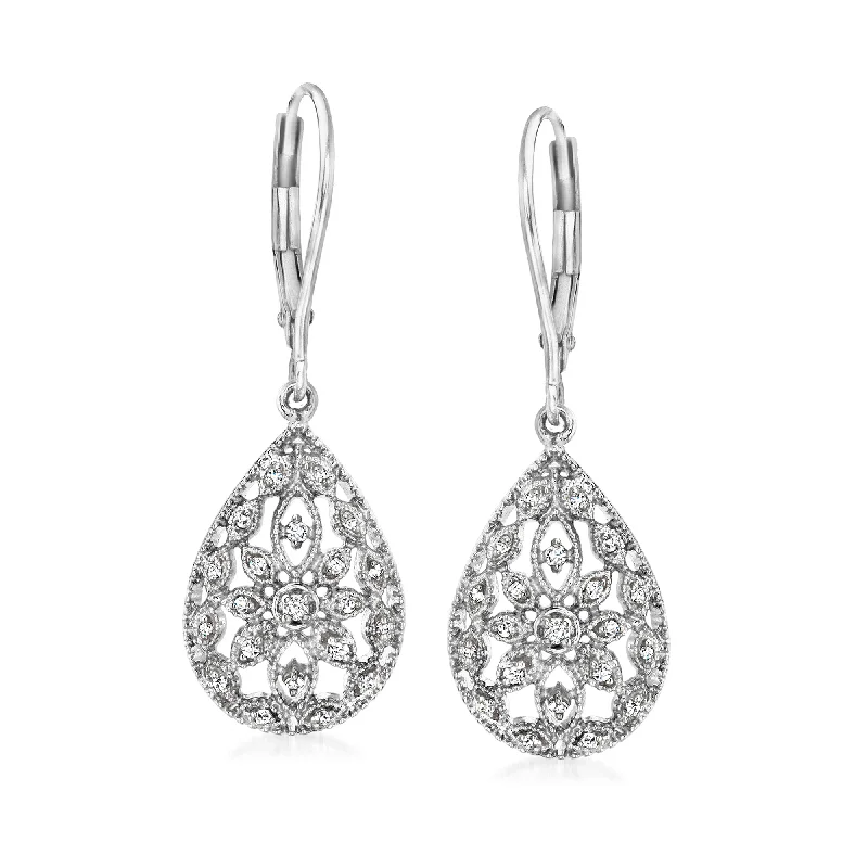Trendy Minimalist Jewelry For Everyday Wear Ross-Simons Diamond Openwork Teardrop Earrings in Sterling Silver Trendy Minimalist Jewelry For Everyday Wear Ross-Simons Diamond Openwork Teardrop Earrings in Sterling Silver