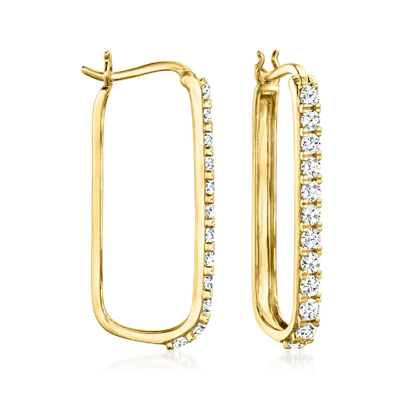 Affordable Glamour – Premium Jewelry For Less Ross-Simons Diamond Paper Clip Link Hoop Earrings in 14kt Yellow Gold