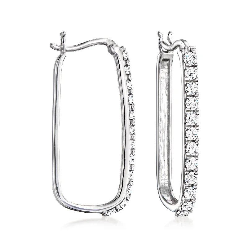 Limited-Stock Jewelry Sale – Once It's Gone, It's Gone Ross-Simons Diamond Paper Clip Link Hoop Earrings in Sterling Silver Limited-Stock Jewelry Sale – Once It's Gone, It's Gone Ross-Simons Diamond Paper Clip Link Hoop Earrings in Sterling Silver